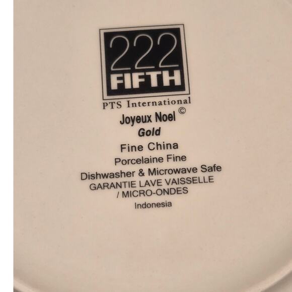 222 Fifth Joyeux Noel Red Gold Paris Eiffel Tower Holiday Plates 4 Set 9" Salad - Picture 5 of 7